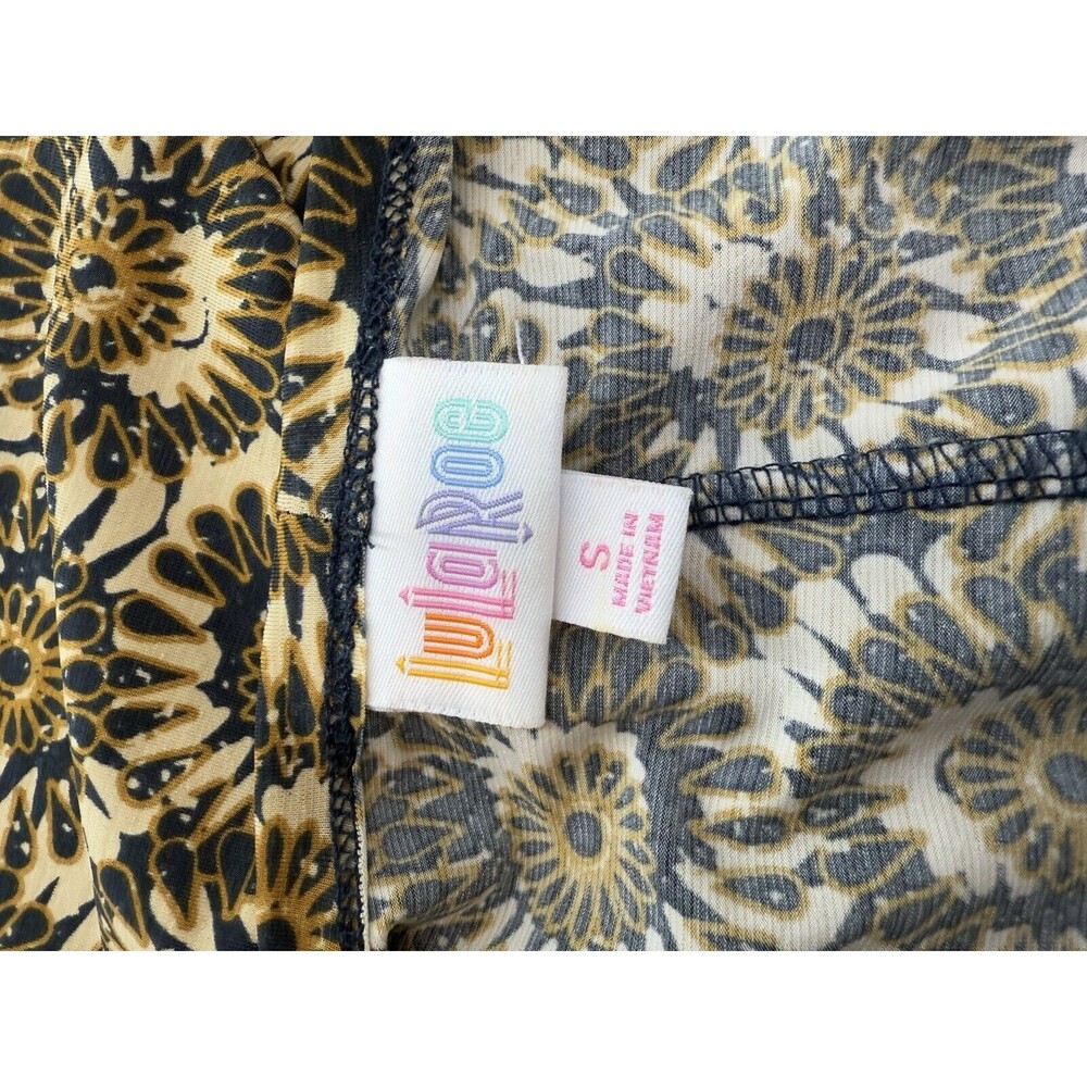LuLaRoe Open Front Kimono Cardigan Womens S Sunflower Print Navy Yellow Boho - Picture 9 of 12